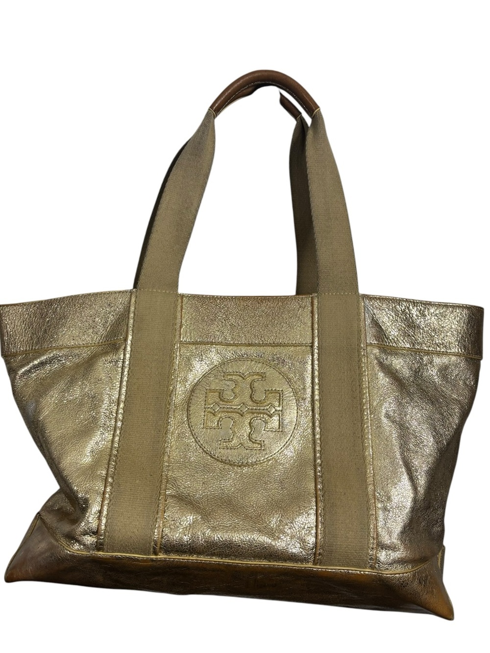 Tory Burch Metallic Gold leather large Tote bag